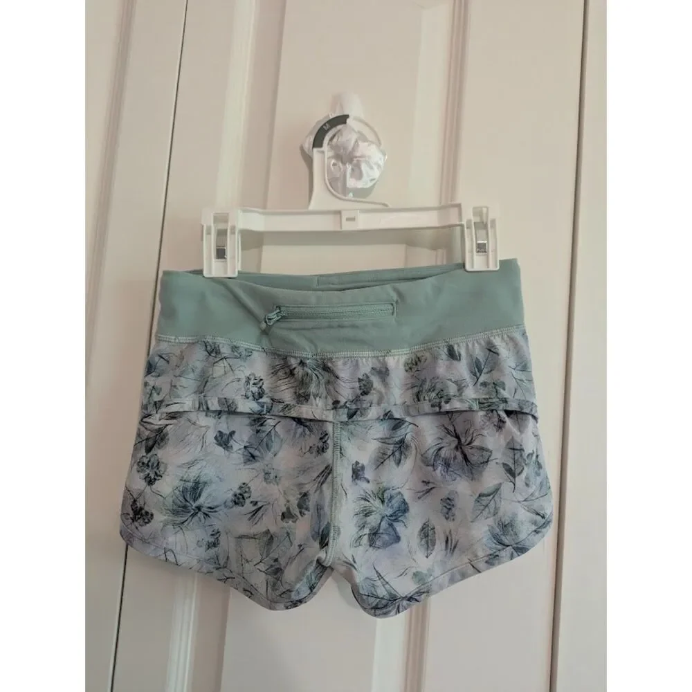Ivivva by Lululemon pretty Green Floral Speedy Shorts *flaw Girls 10